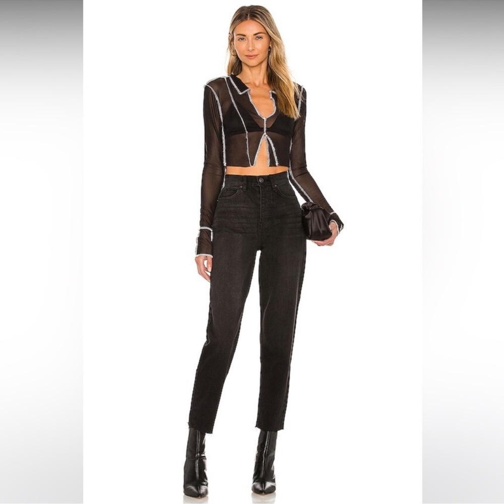 Free People We The Free Georgine Curvy CRVY High Rise Mom Jean in Black 29/8